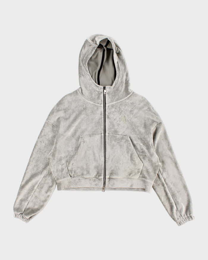 Womens Nike Silver Velour Cropped Hoodie - S