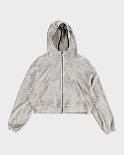 Womens Nike Silver Velour Cropped Hoodie - S