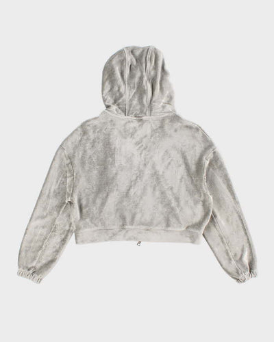 Womens Nike Silver Velour Cropped Hoodie - S