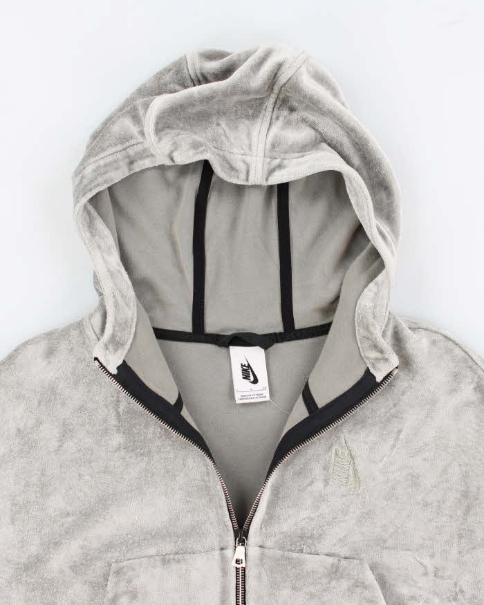 Womens Nike Silver Velour Cropped Hoodie - S