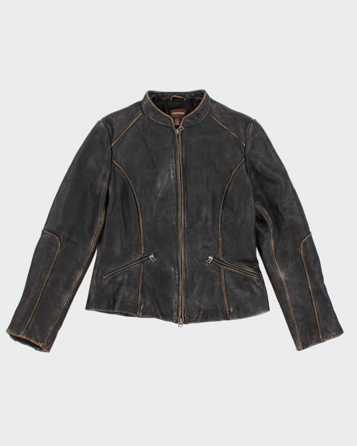 Womens 1990s Danier Worn Look Leather Jacket - S