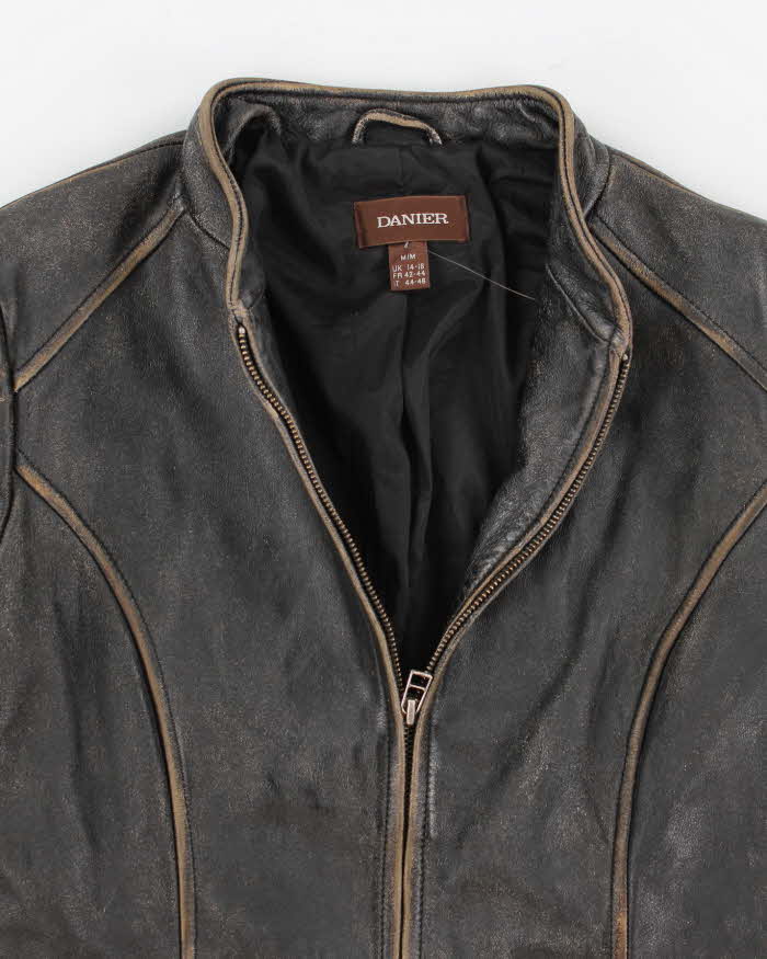 Womens 1990s Danier Worn Look Leather Jacket - S