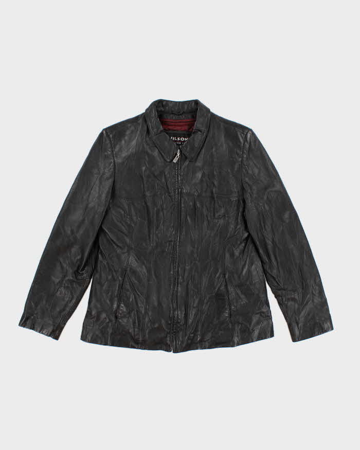 Womens Wilsons 1990s Vintage Black Leather Jacket - L
