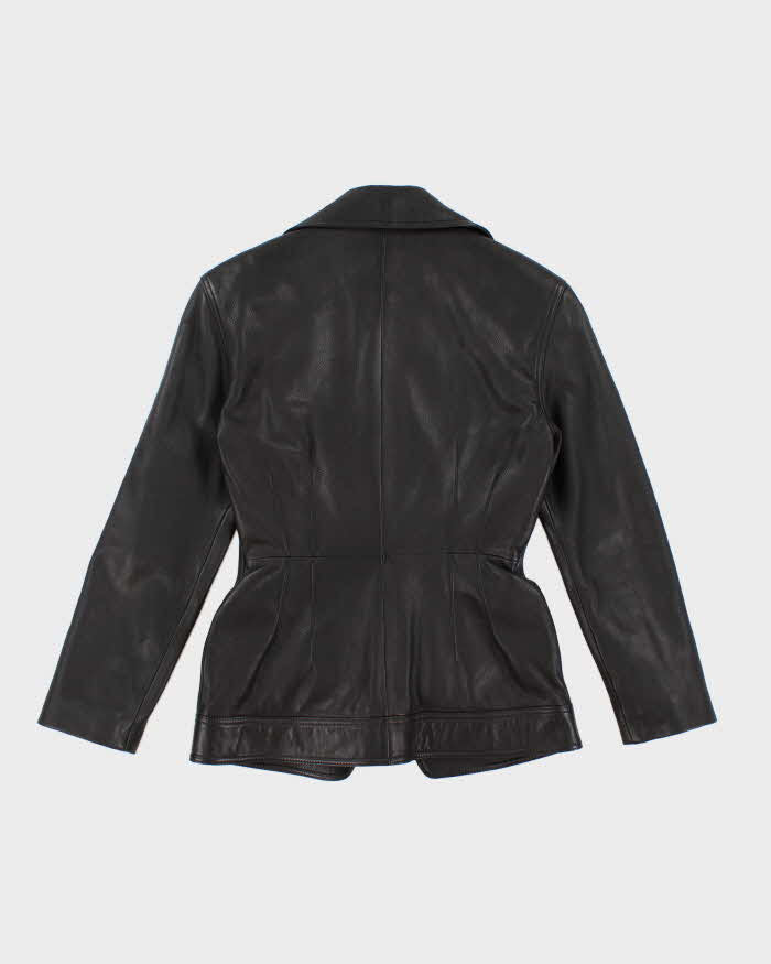 Vintage Women's Black Donna Karan Leather Biker Jacket - S