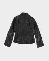 Womens Black Michael Kors Leather Biker Jacket - S