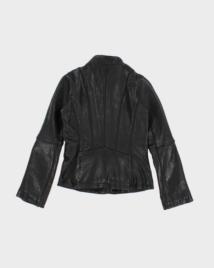Womens Black Michael Kors Leather Biker Jacket - S