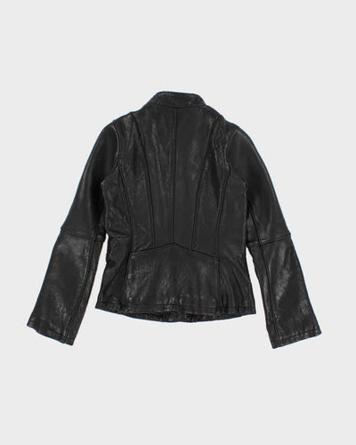 Womens Black Michael Kors Leather Biker Jacket - S