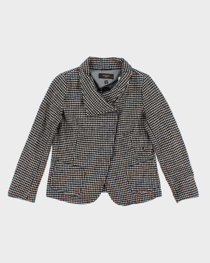 MaxMara Weekend Check Unsymmetrical Collared Light Jacket - M