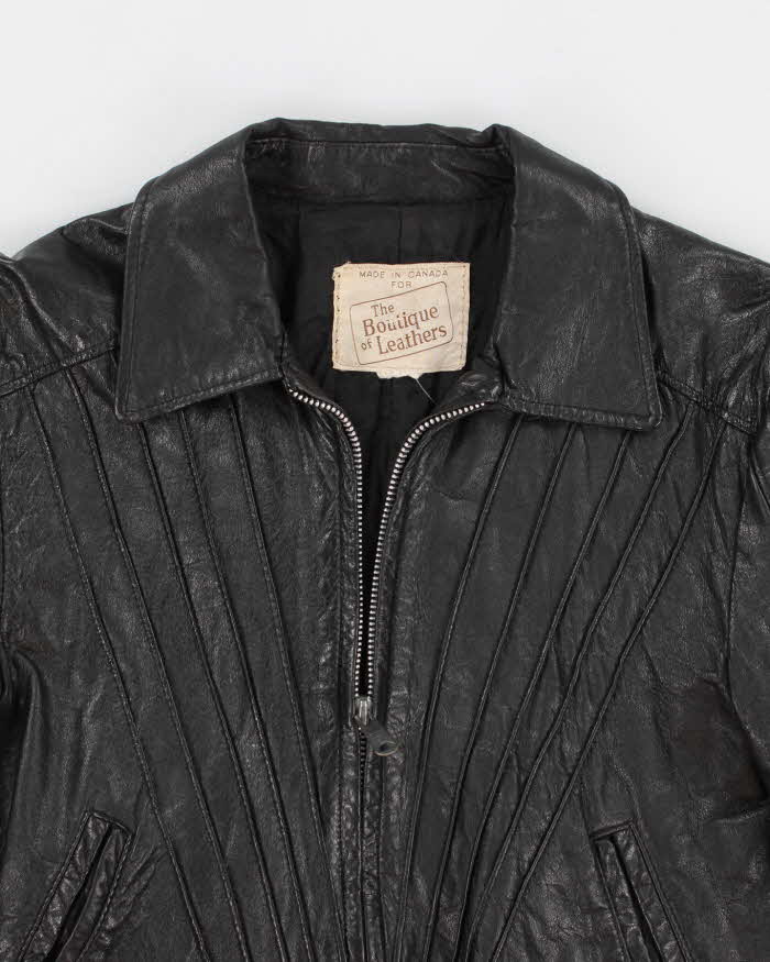 Vintage 90s Fitted Black Leather Jacket - XS
