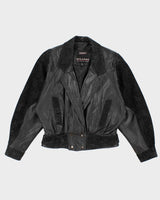 Womens 1990s Wilsons Fitted Black Leather and Suede Jacket - M