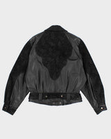 Womens 1990s Wilsons Fitted Black Leather and Suede Jacket - M