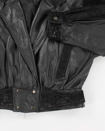 Womens 1990s Wilsons Fitted Black Leather and Suede Jacket - M