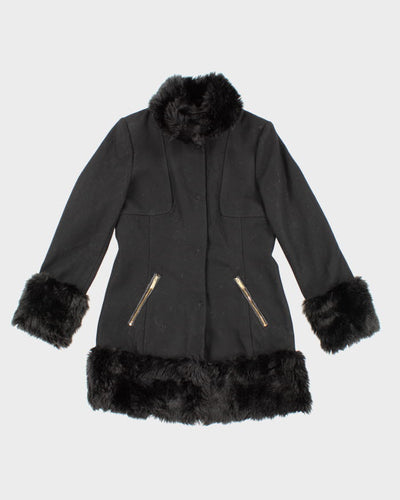 Y2K Guess Faux Fur Collared Overcoat - S