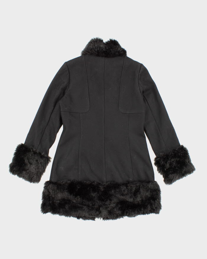 Y2K Guess Faux Fur Collared Overcoat - S