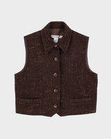 Vintage 90s Tweeds Collared Sleeveless Jacket - M