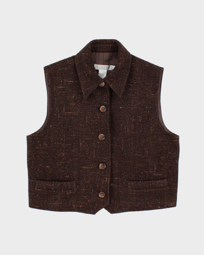 Vintage 90s Tweeds Collared Sleeveless Jacket - M