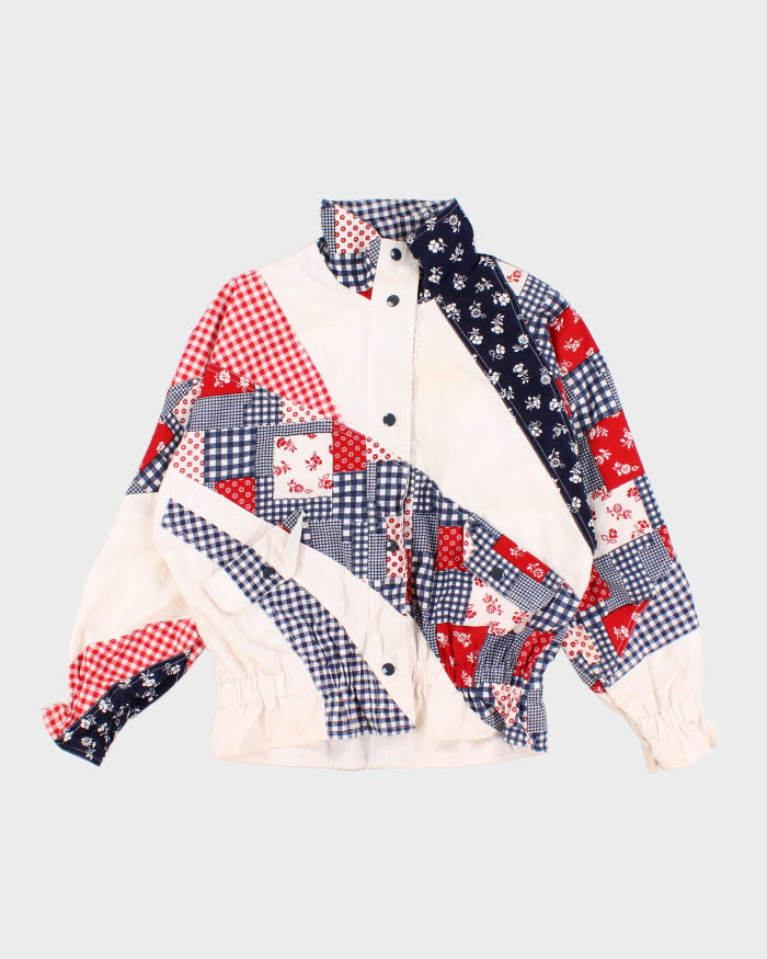 Vintage 80s Gingham and Floral Jacket - L