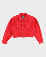 Vintage 80s/90s Lee Autumn Red Cropped Denim Jacket - M
