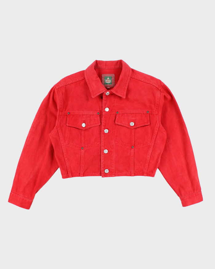 Vintage 80s/90s Lee Autumn Red Cropped Denim Jacket - M