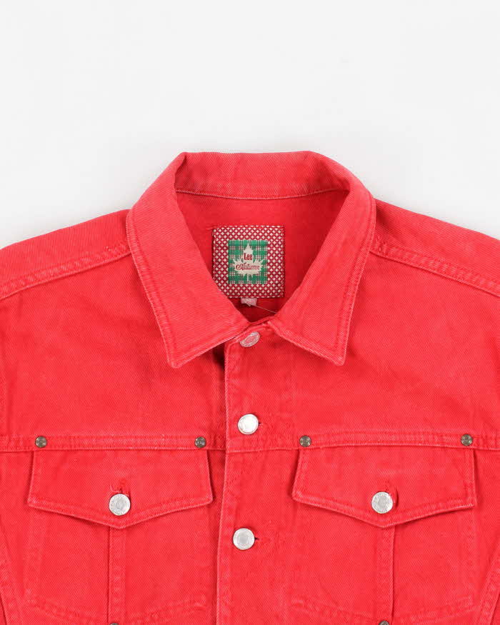 Vintage 80s/90s Lee Autumn Red Cropped Denim Jacket - M