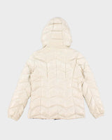Woman's Vintage Moncler Cream Zip Up Puffer Jacket - M