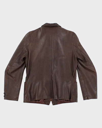 Vintage Woman's Brown Leather Zip Up Jacket - M