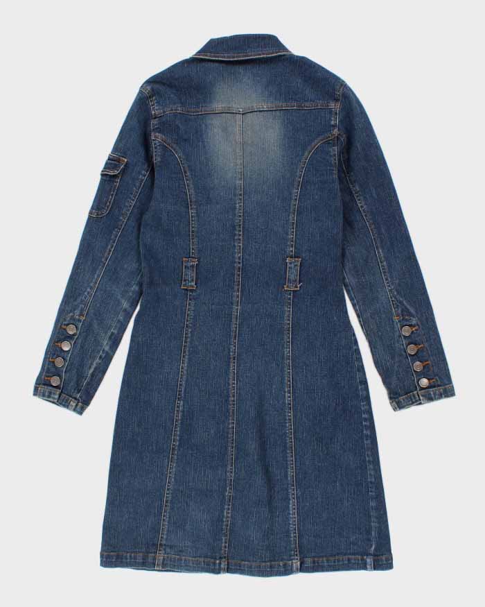 y2K Vintage Woman's Medium Wash Long Denim Jacket - S
