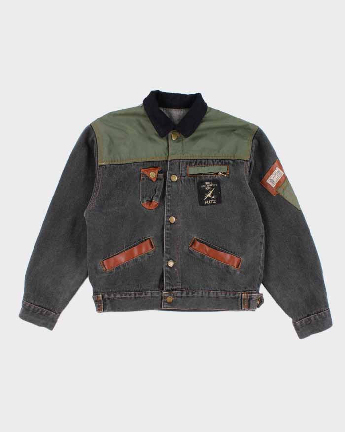 Vintage Woman's Cropped Leather trimmed Pilots Jacket - M