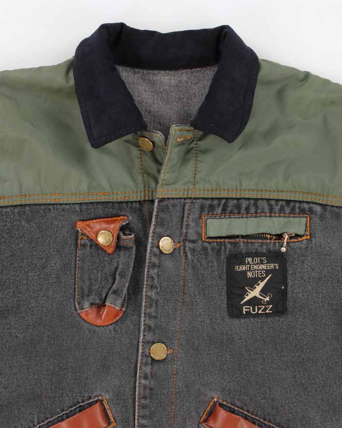 Vintage Woman's Cropped Leather trimmed Pilots Jacket - M