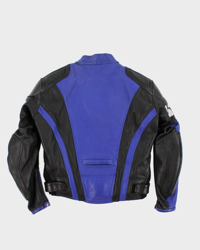 Men's Blue Leather Motorcycle Jacket - M