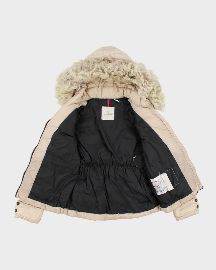 Piumino con cappuccio con finiture in pelliccia Moncler Cintrat da donna S