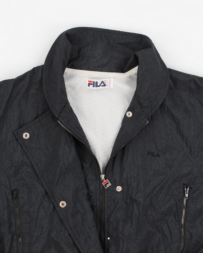 Vintage 80s Women's Fila Black Windbreaker Jacket - L