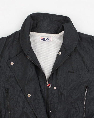 Vintage 80s Women's Fila Black Windbreaker Jacket - L