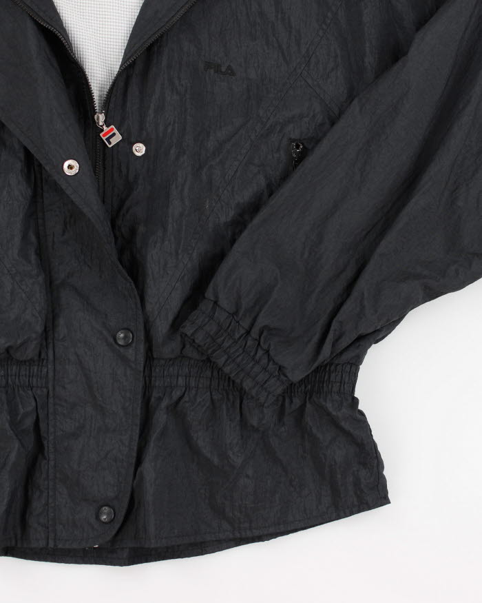 Vintage 80s Women's Fila Black Windbreaker Jacket - L