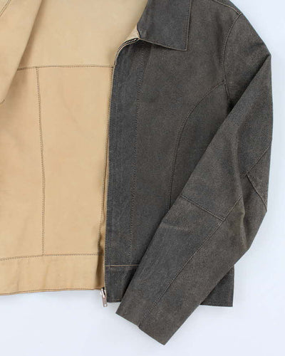 Vintage Women's Leather Collared Jacket - S