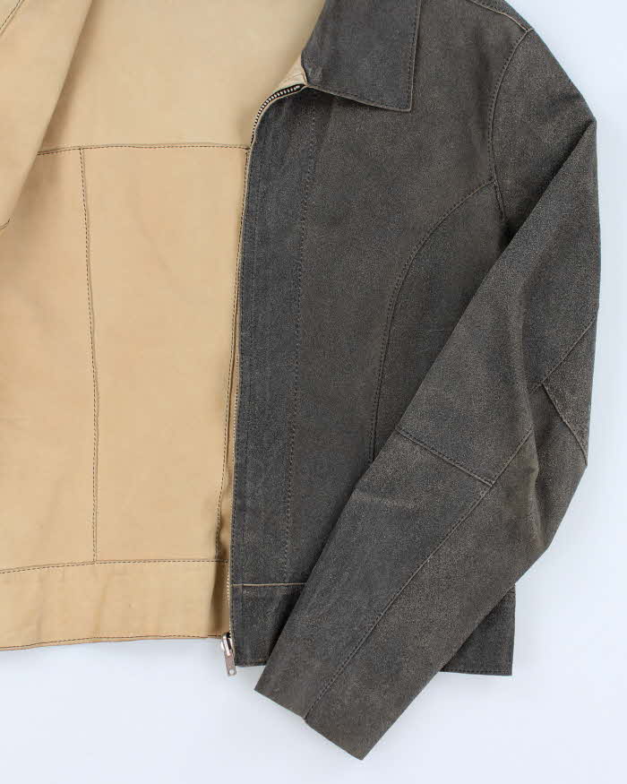 Vintage Women's Leather Collared Jacket - S