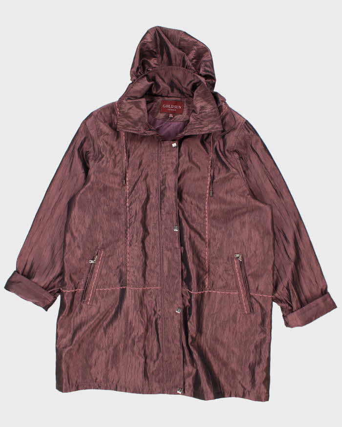 Women's Gold Sun Purple Trench Rain Coat - XXXL