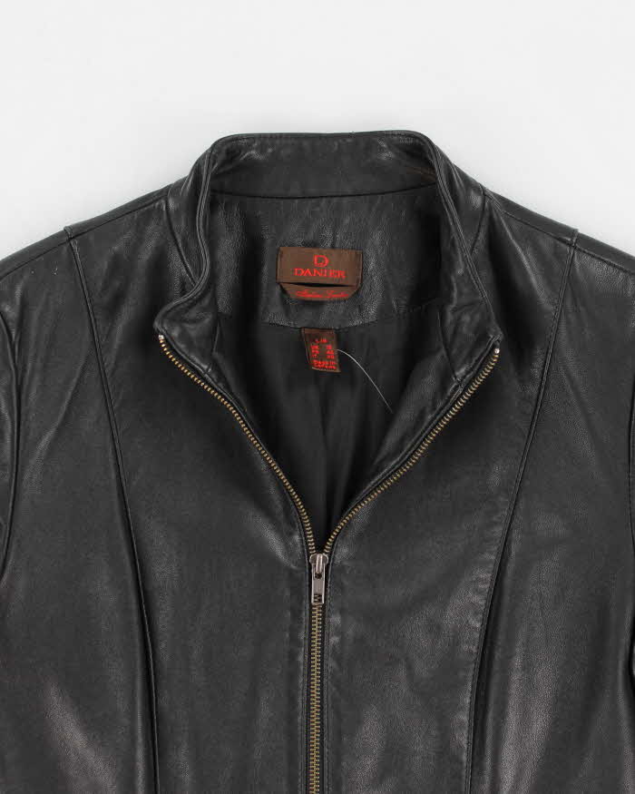 Danier Women's Black Double Zip Leather Jacket - L