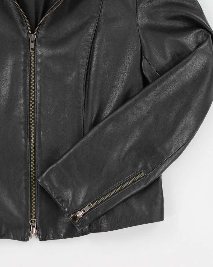 Danier Women's Black Double Zip Leather Jacket - L