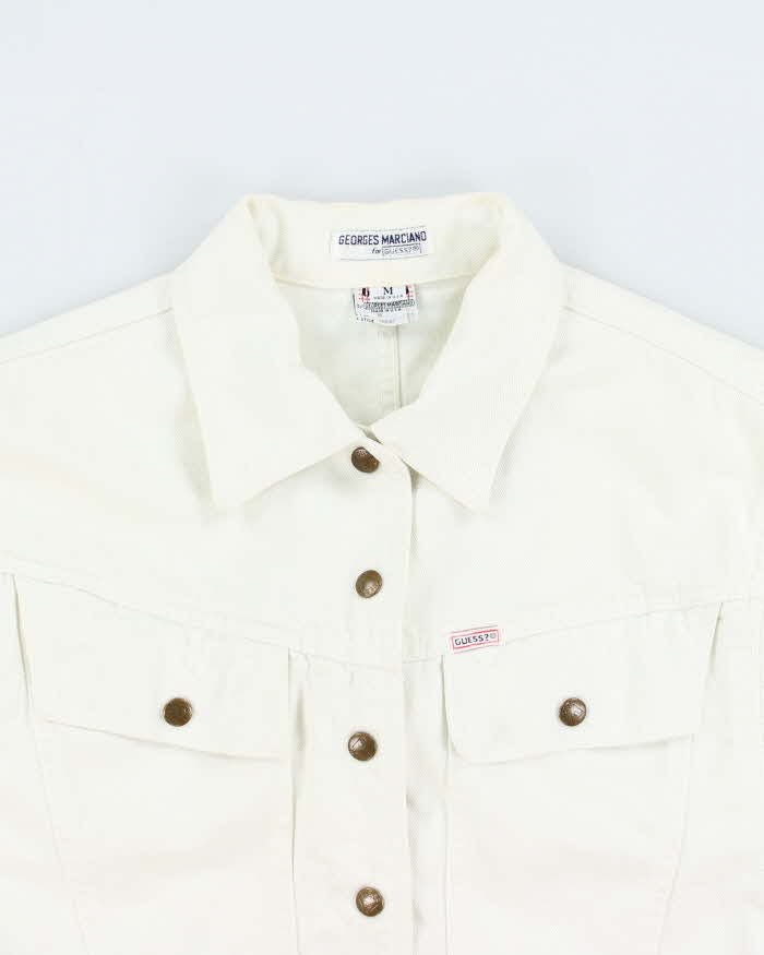 Vintage Guess White Batwing Denim Jacket - M