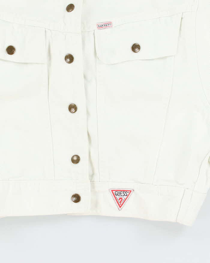 Vintage Guess White Batwing Denim Jacket - M