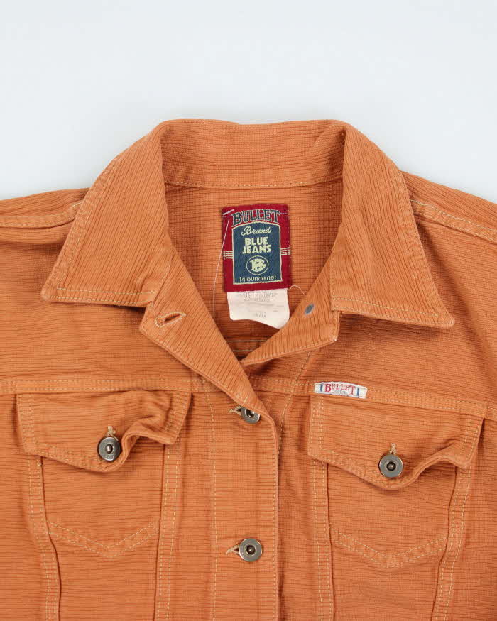 Vintage Bullet Blue Jeans Brand Orange Cropped Jacket - M