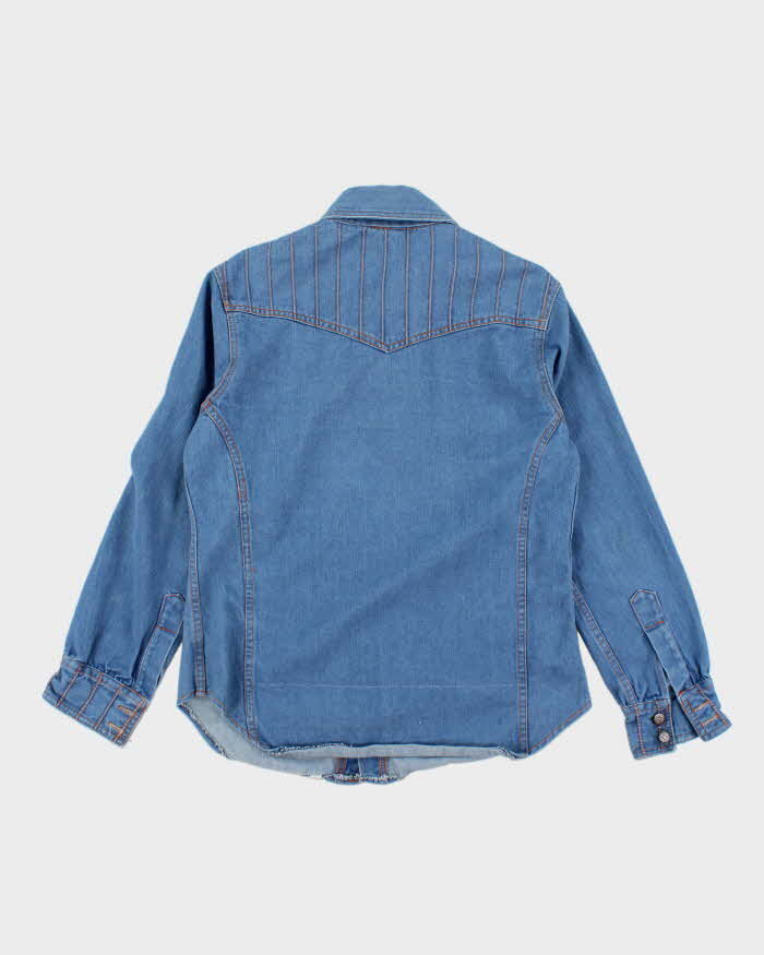 Vintage 70s Brittaniia Sportswear Orange stitch Denim Shirt Jacket - XL