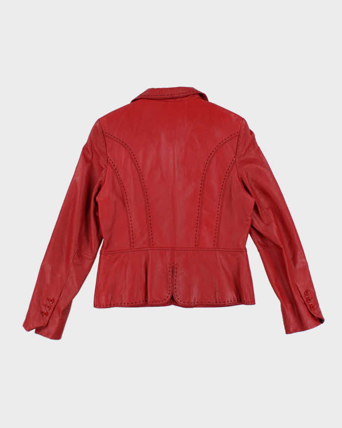 Vintage 90s Bianca Nygara Red Leather Jacket - S