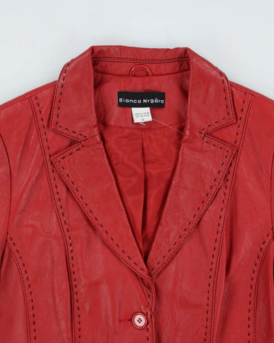 Vintage 90s Bianca Nygara Red Leather Jacket - S