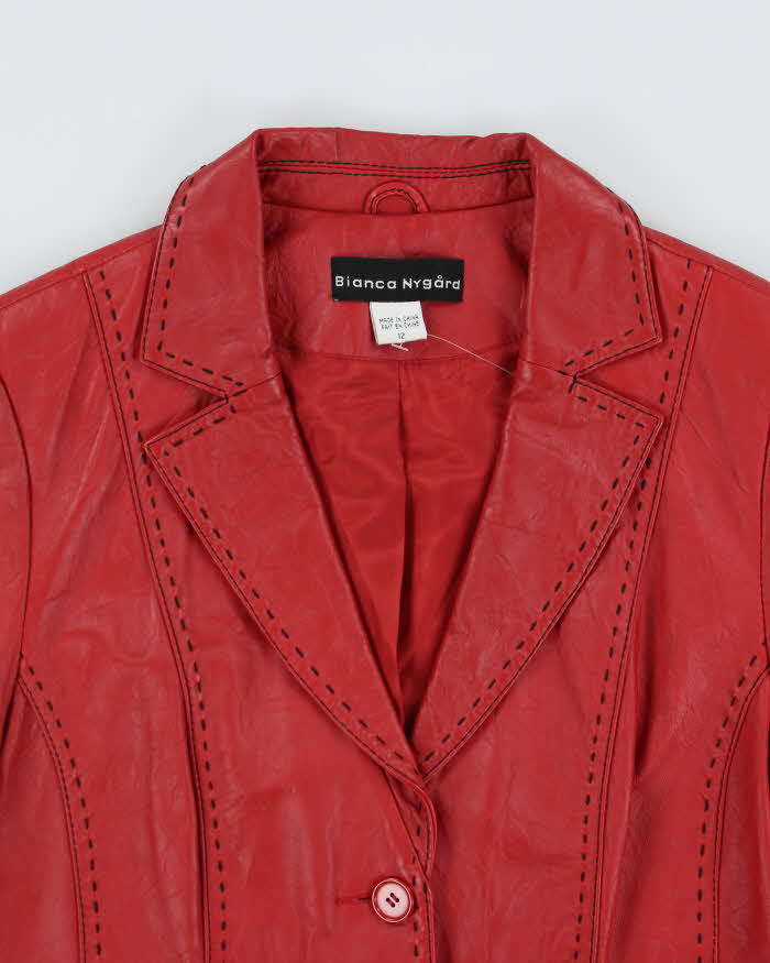 Vintage 90s Bianca Nygara Red Leather Jacket - S
