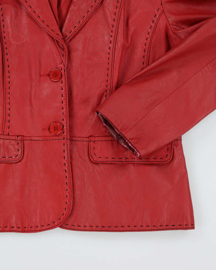 Vintage 90s Bianca Nygara Red Leather Jacket - S