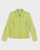 Vintage 90s Green Leather Jacket - S