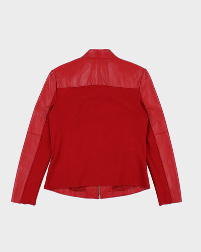Vintage 90s Red Embroidered Leather Jacket - S