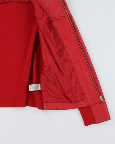 Vintage 90s Red Embroidered Leather Jacket - S
